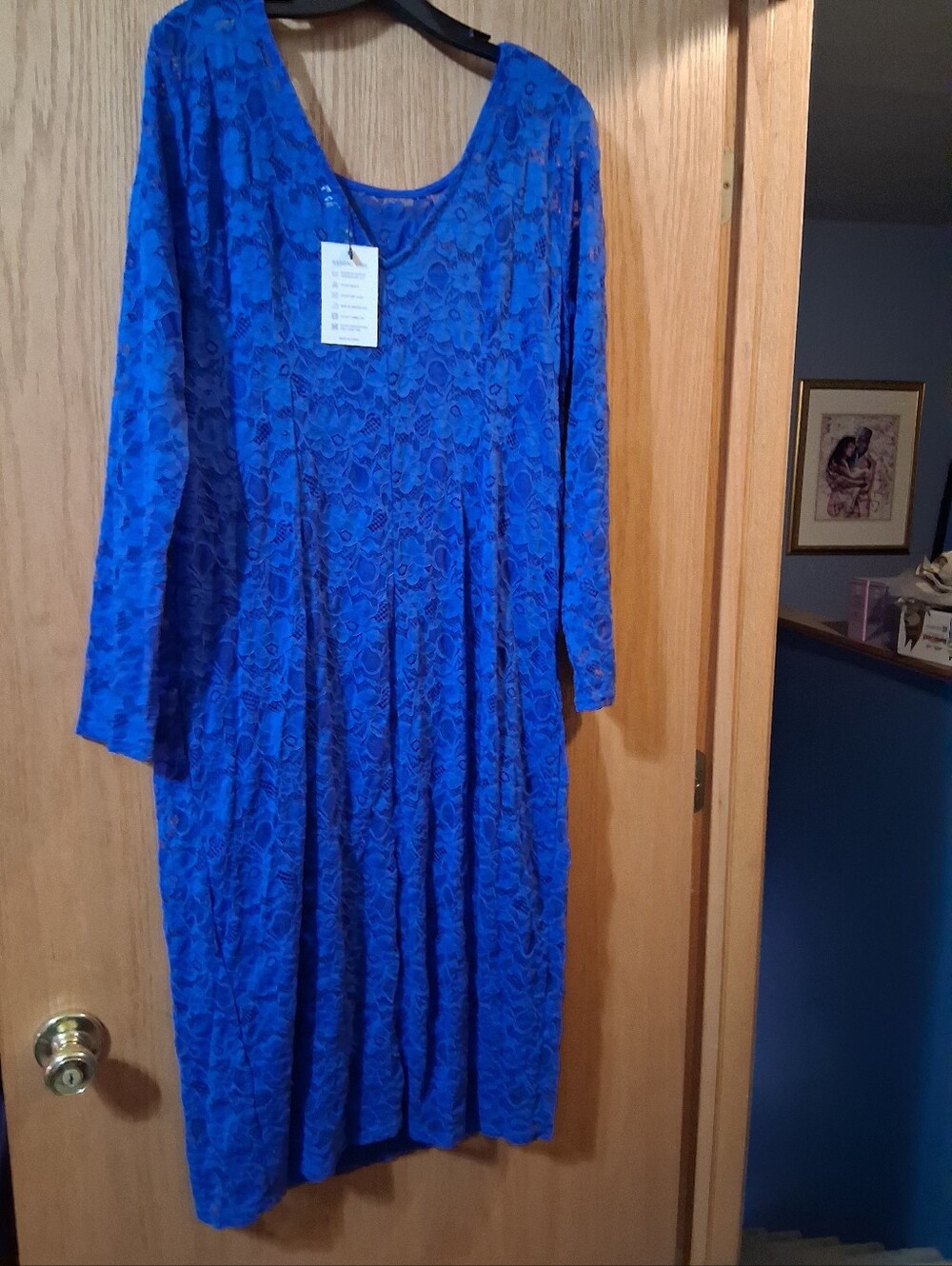 Long -sleeved lace dress, intricate floral lace overlay. 22W Pinup Fashion - Picture 4 of 9